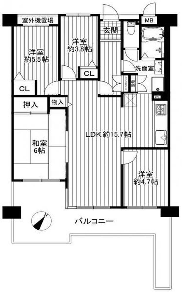 美山台ライフガーデン(4LDK) 4階の間取り図
