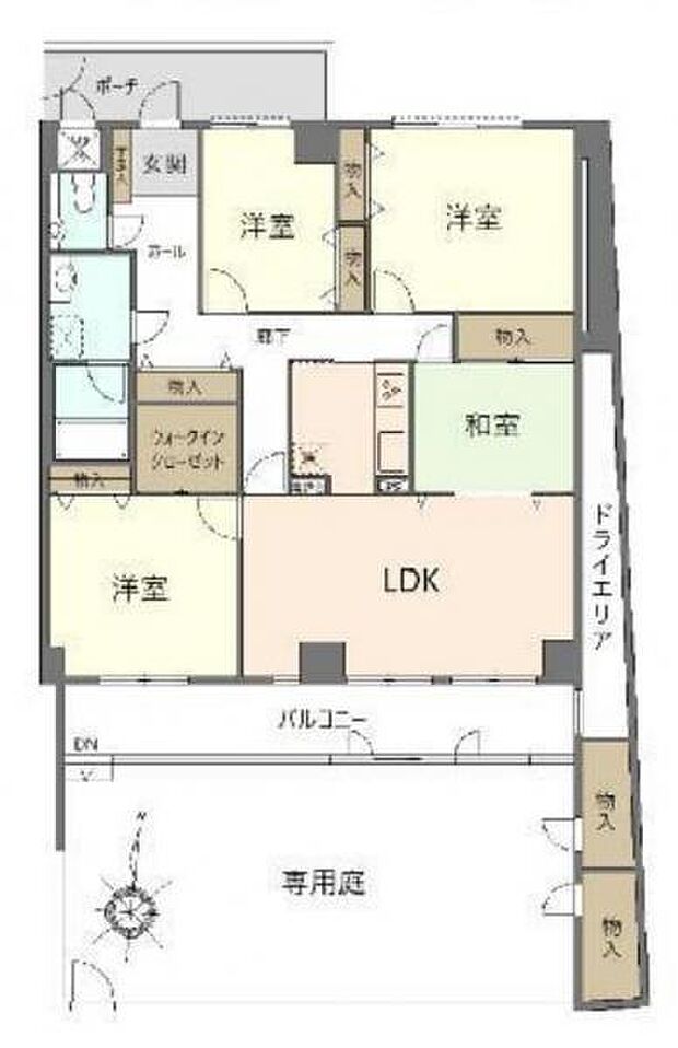 ライオンズマンション須磨妙法寺(4LDK) 1階の間取り図