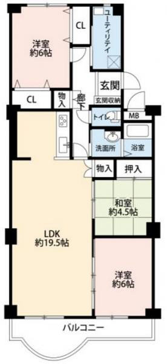 熊内台セントポリア(3LDK) 12階の間取り図