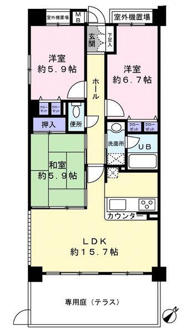 リベール須磨妙法寺(3LDK) 1階の間取り図