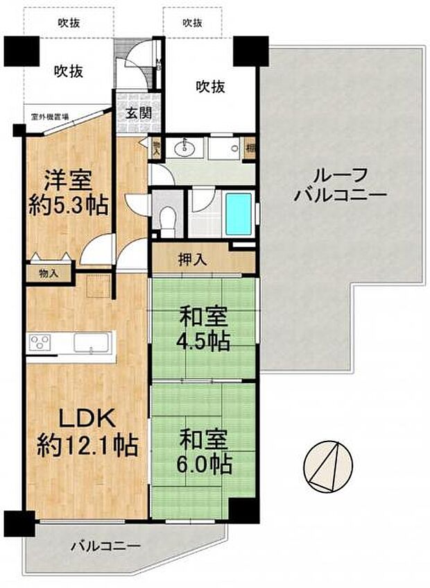 コスモ本山(3LDK) 12階の間取り図