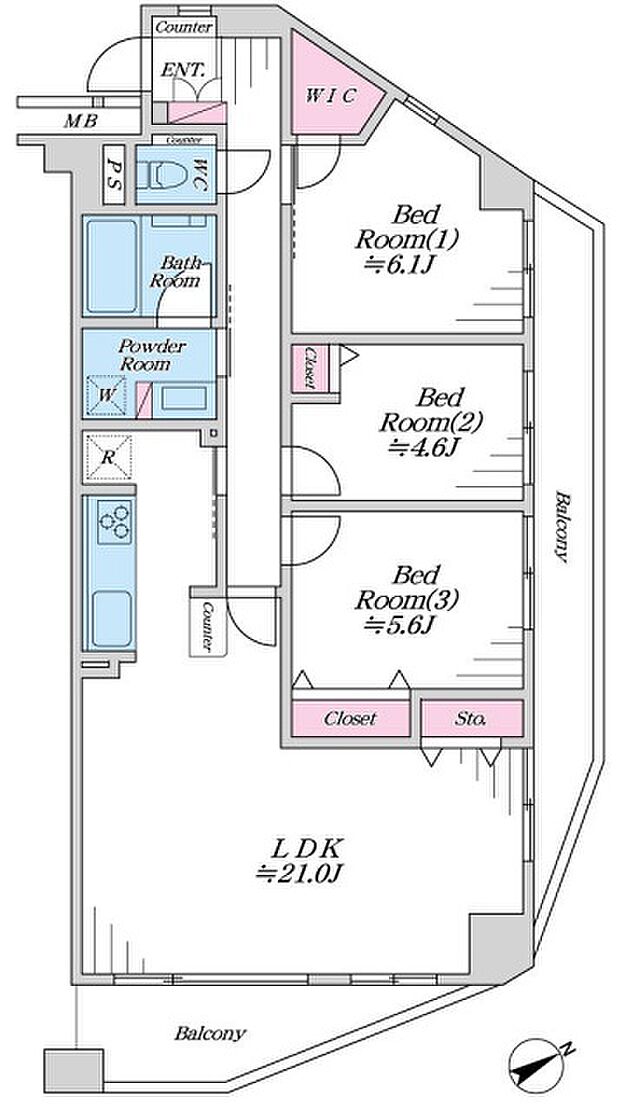 西葛西ガーデンハウス中央公園(3LDK) 2階の間取り図
