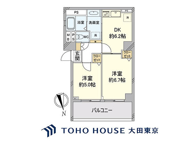 東海経堂マンション(2DK) 1階の間取り図