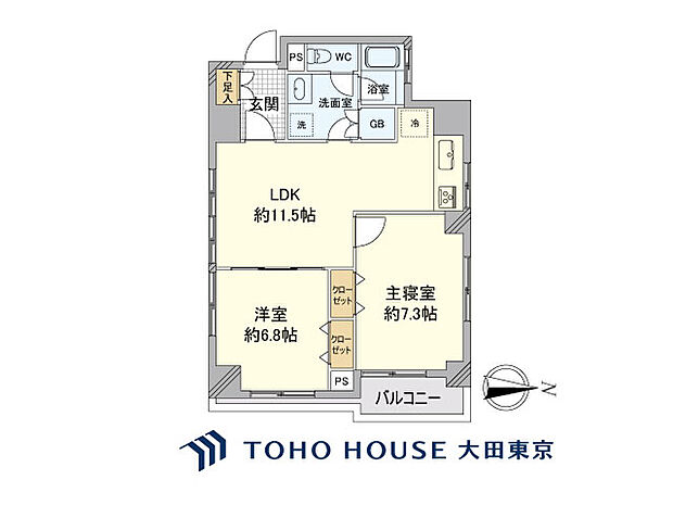 ライオンズマンション三田(2LDK) 10階の間取り図