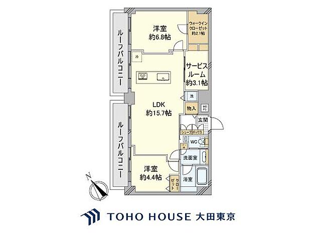 虎ノ門ガーデン(2SLDK) 9階の間取り図