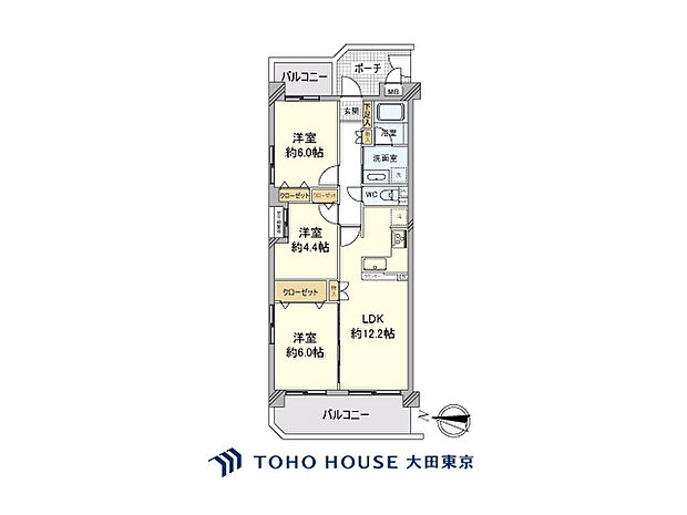 クリオ武蔵新城七番館(3LDK) 2階の間取り図