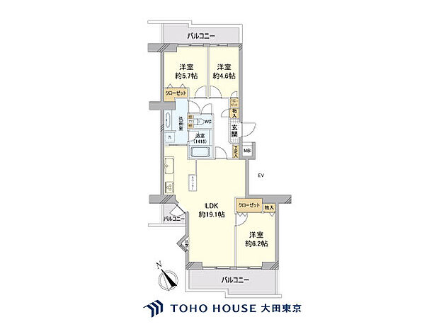 イトーピア綱島コンドミニアム(3LDK) 9階の間取り図