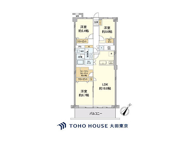 大倉山ハイム弐号棟(3LDK) 8階の間取り図