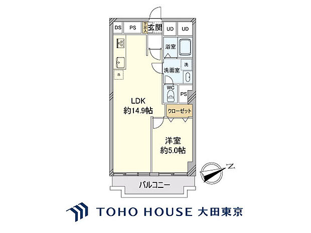 ニューハイツ大森(1LDK) 2階の間取り図