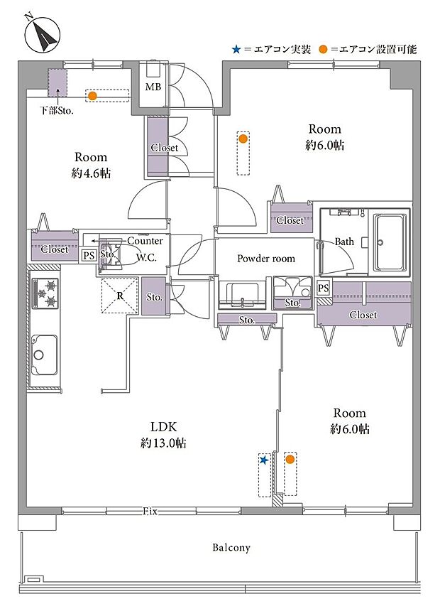 東浦和パーク・ホームズフロラシオン(3LDK) 6階/606の間取り図