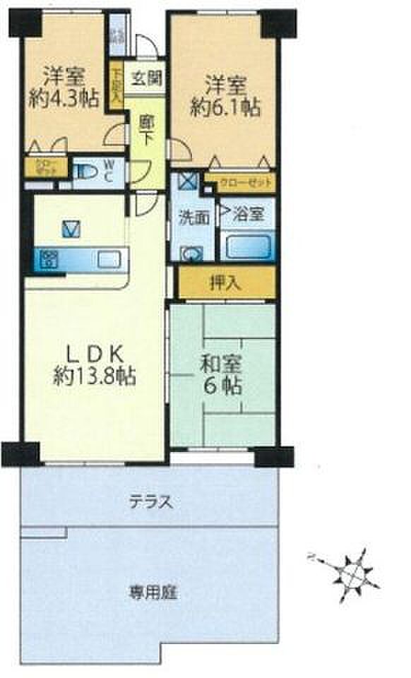 ネオマイム北浦和(3LDK) 1階/105の間取り図