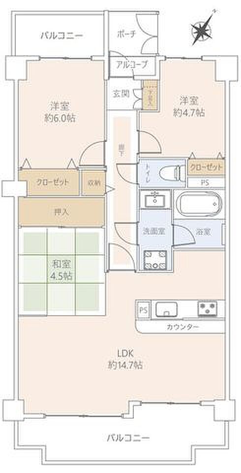 与野パークスクエア(3LDK) 9階/902の間取り図