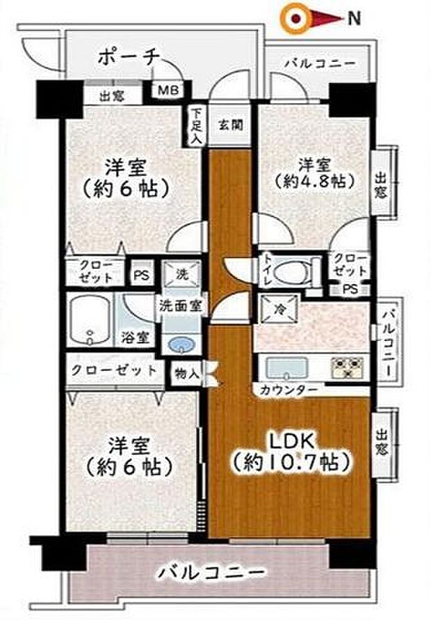 ライオンズプラザ西川口第2(3LDK) 2階/209の間取り図