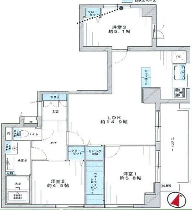 ヴェラハイツ石神井台(3LDK) 2階の間取り図