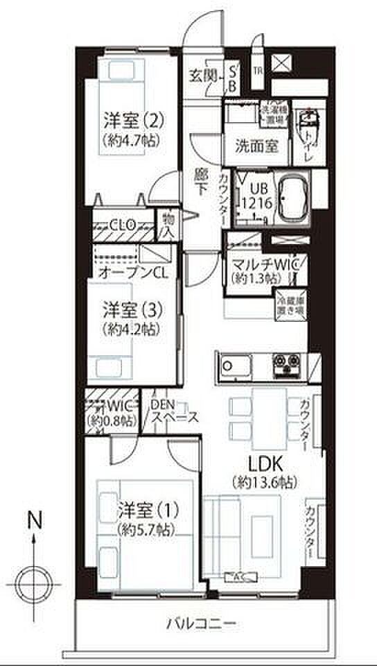 コーラルハイツ志木II弐号棟(3LDK) 3階/302の間取り図