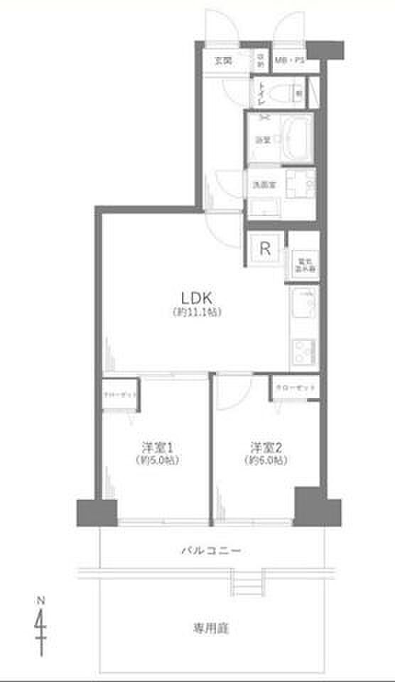 洋伸大宮マンション(2LDK) 1階/105の間取り図