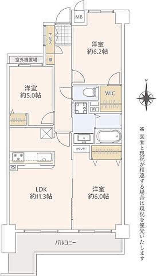 コスモ南与野(3LDK) 3階/308の間取り図
