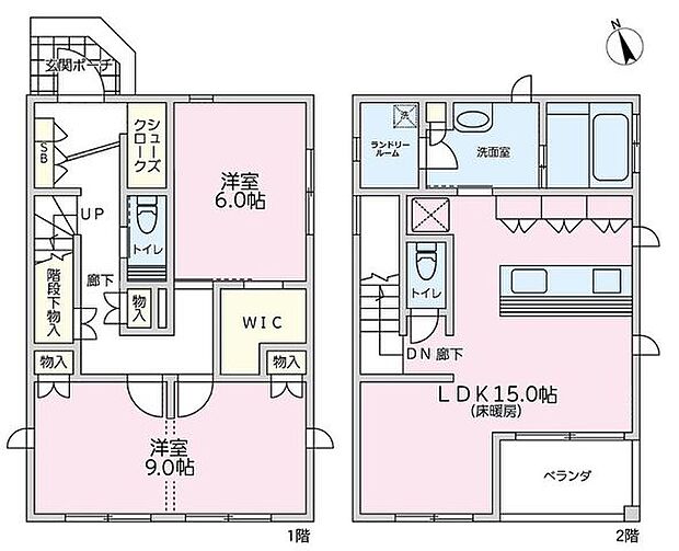 2階がご家族団らんのリビング・ダイニングや洗面スペースがある為、スムーズな家事同線も魅力のポイントです！