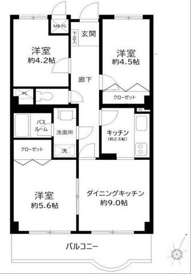 ライオンズプラザ浦和元町シティー(3DK) 5階/506の間取り図