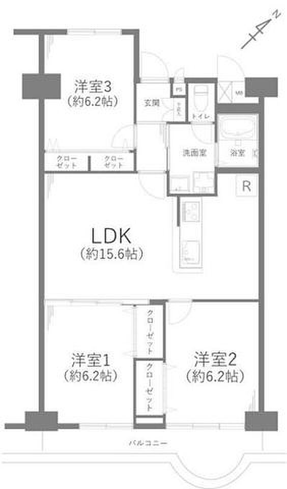 浦和白幡東高層住宅1号棟(3LDK) 5階/504の間取り図