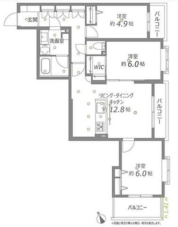 クリオ富士見台壱番館(3LDK) 3階/303の間取り図