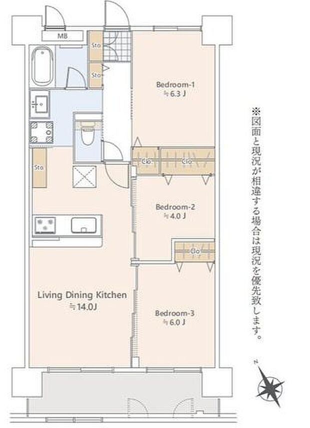 ローヤルシティ川口西(3LDK) 9階/906の間取り図