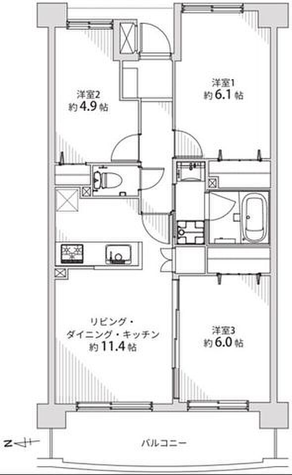 クリスタルハイム小竹向原(3LDK) 2階/208の間取り図