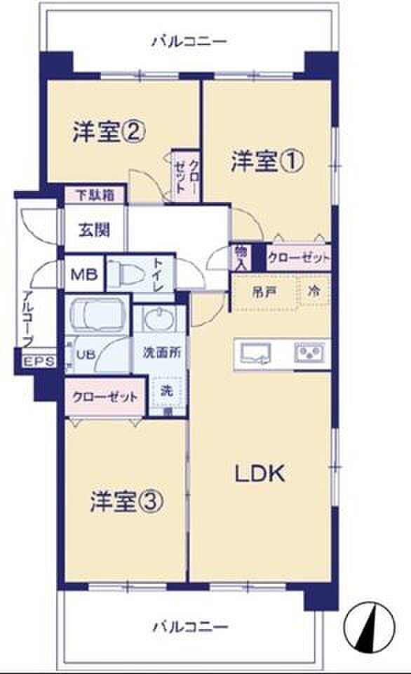 エンゼルハイム北綾瀬第2(3LDK) 6階/601の間取り図