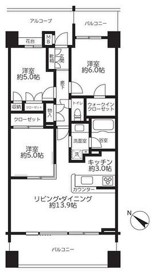 アクエアリバージュ東京(3LDK) 12階/1203の間取り図