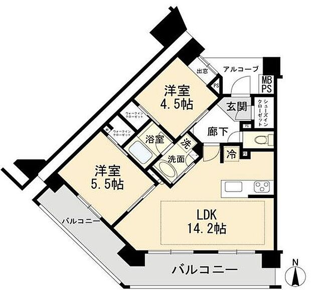 グローベルタワー梅島(2LDK) 3階/304の間取り図