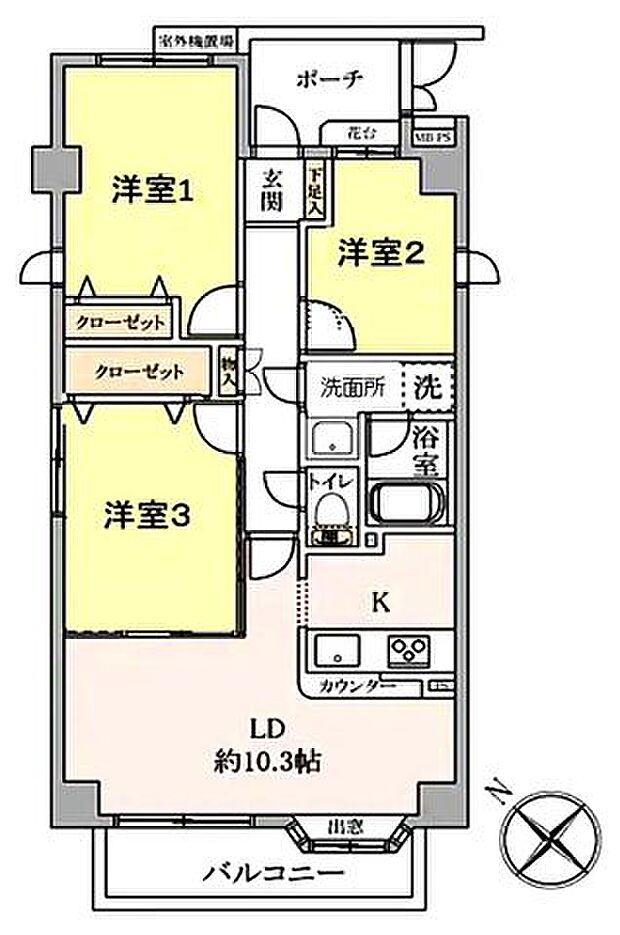 クリオ南浦和弐番館(3LDK) 2階/201の間取り図