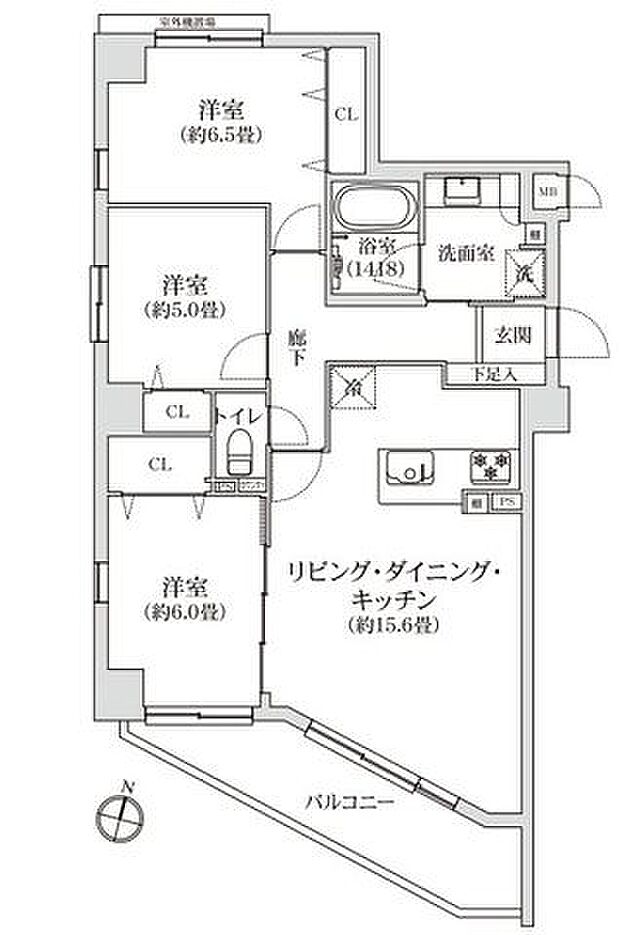 パウゼ石神井(3LDK) 3階/303の間取り図