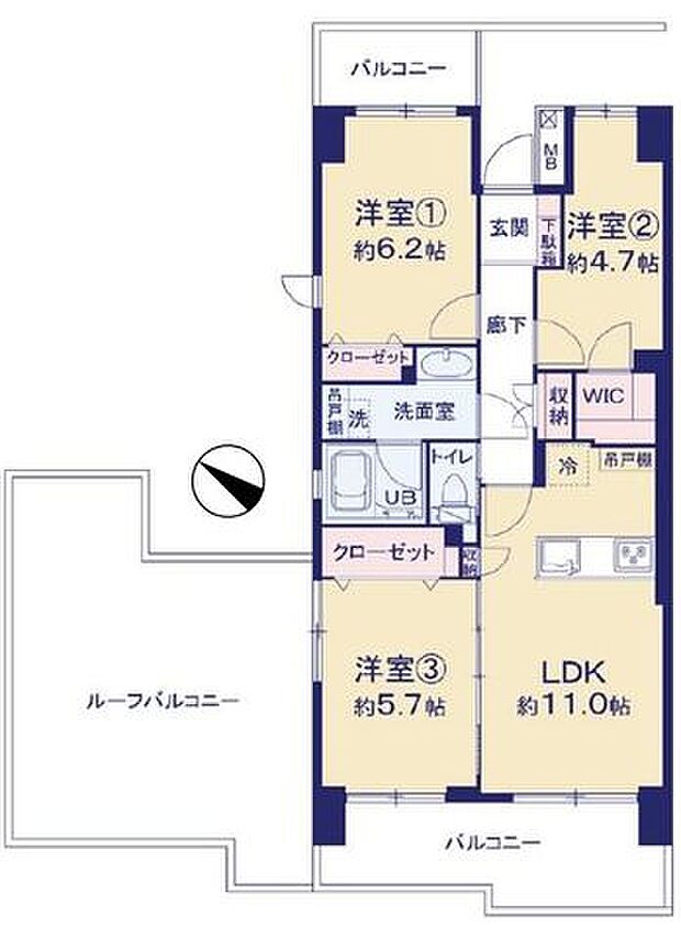 川口弥平パーク・ホームズ(3LDK) 6階/601の間取り図