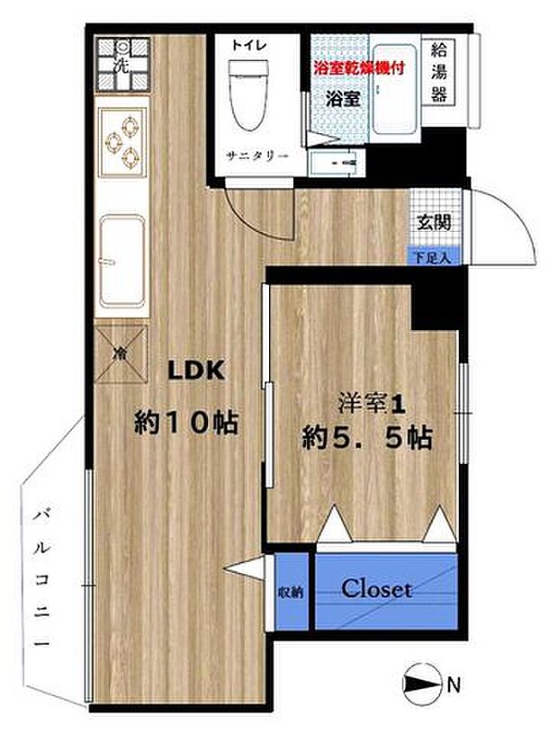 西日暮里サマリヤマンション(1LDK) 3階/308の間取り図