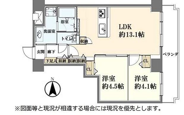 入谷サンハイツ(2LDK) 2階/202の間取り図