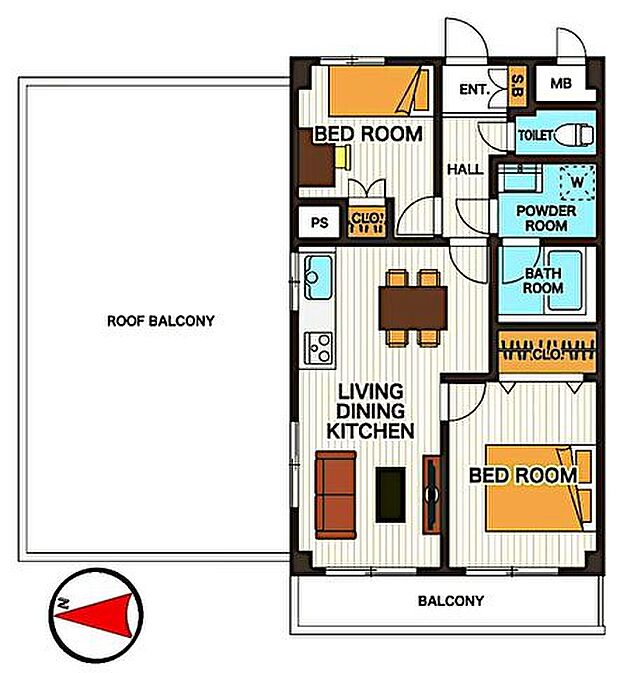 ライオンズマンション梅島(2LDK) 4階/401の間取り図