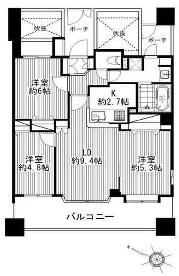レクセルマンション谷塚第3(3LDK) 5階/505の間取り図
