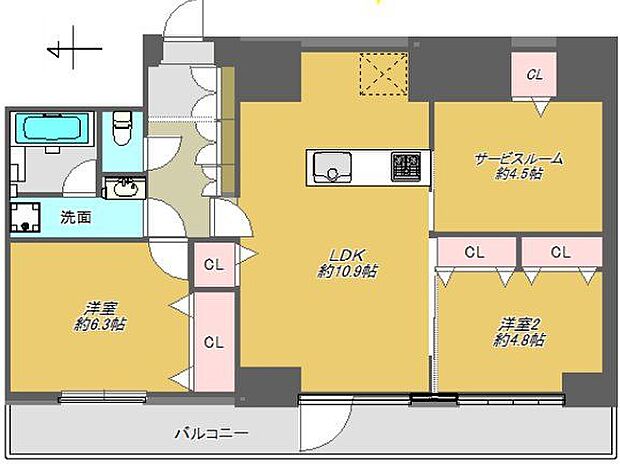 浅草スカイレジテル(2SLDK) 6階の間取り図