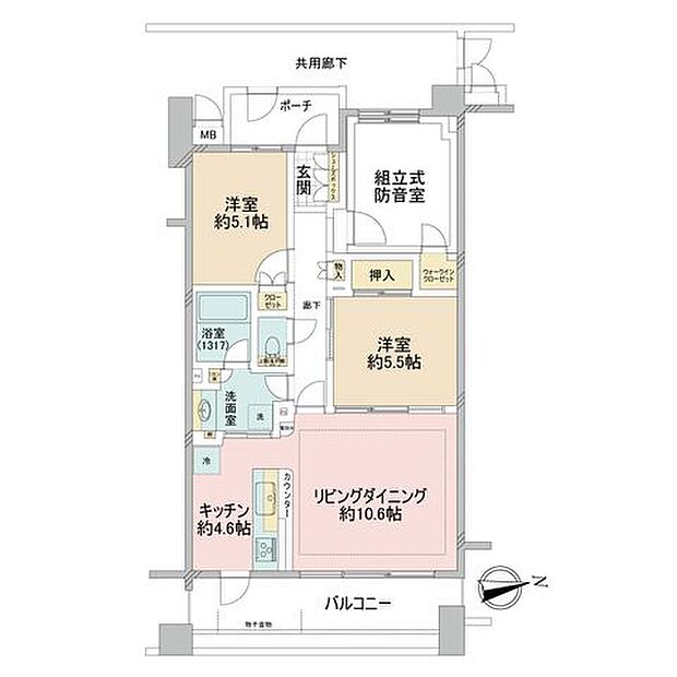 広々リビングと3つの個室。プライベートな空間と家族団らんの空間をセパレート。集中もリラックスもできる住空間で充実した暮らしをお届けします。