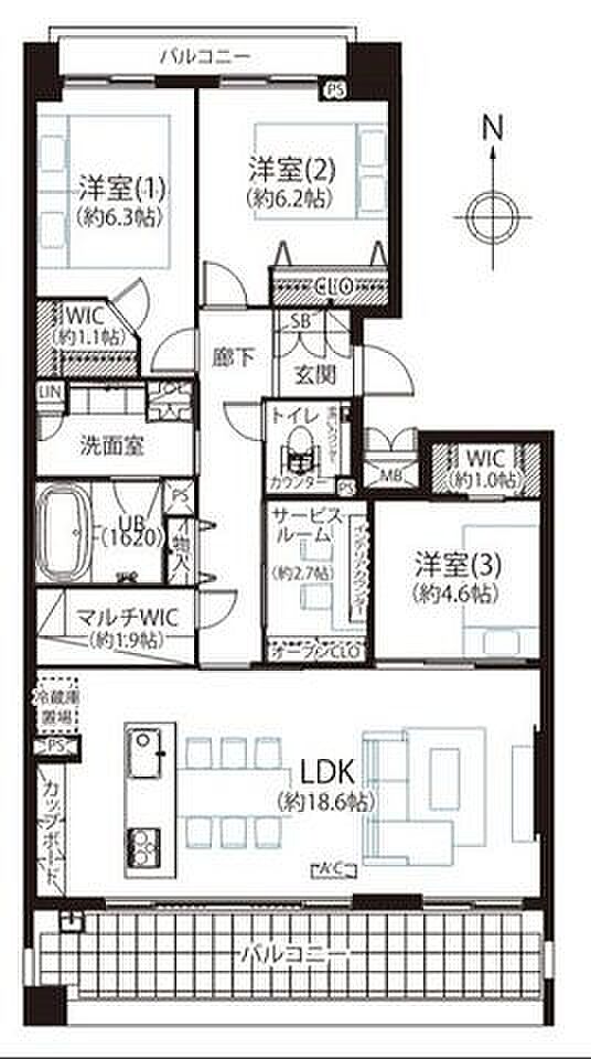 広々リビングと3つの個室。プライベートな空間と家族団らんの空間をセパレート。集中もリラックスもできる住空間で充実した暮らしをお届けします。