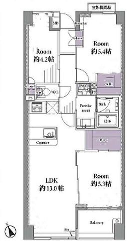 五反野パーク・ホームズ(3LDK) 4階の間取り図