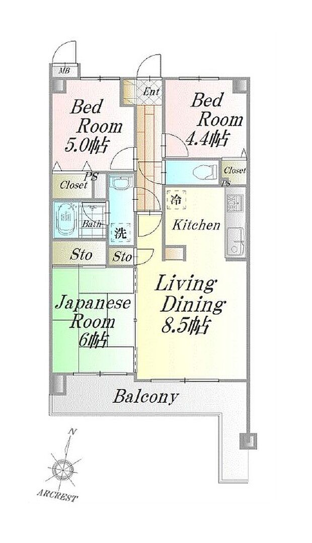 シャルマンコーポ東所沢(3LDK) 2階の間取り図