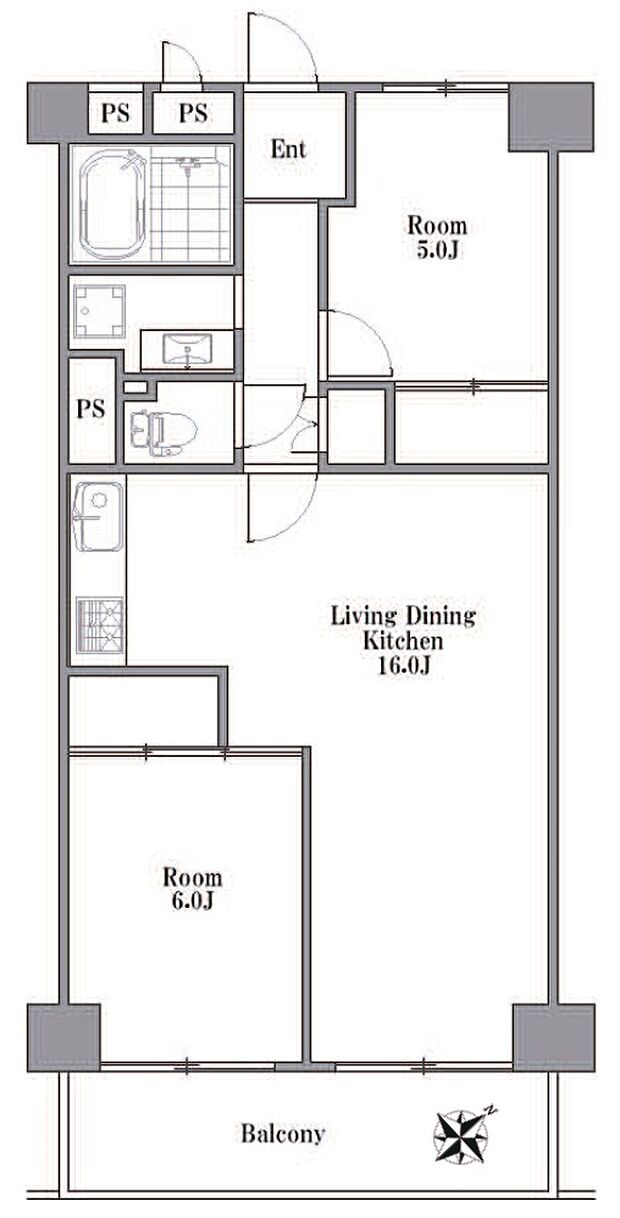 LDKゆったり16帖、全居室収納スペース付、日当たり・眺望良好な4階部分のお部屋です。