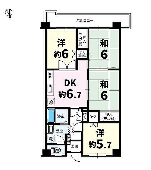 川口飯塚第2ローヤルコーポ(4DK) 2階の間取り図