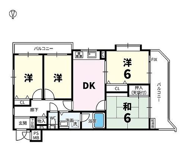 ライオンズマンション東戸塚第2(4DK) 4階の内観