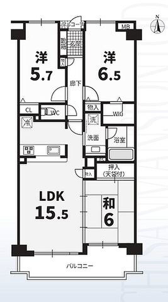 チサンマンション戸田(3LDK) 4階の内観
