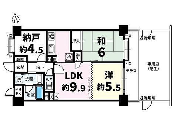 ライオンズプラザ西所沢(3LDK) 1階の間取り図