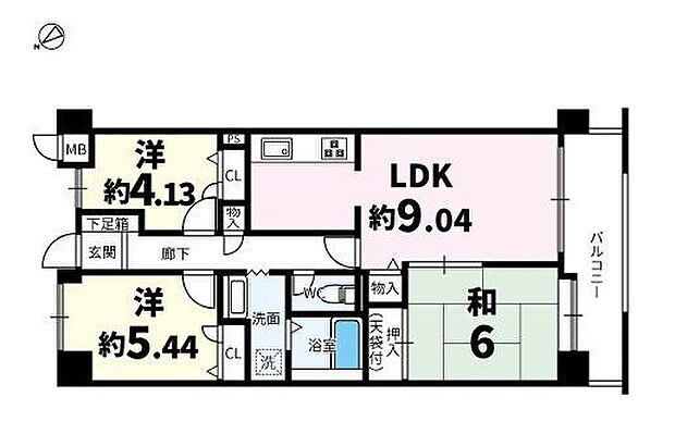 武蔵浦和第3ローヤルコーポ(3LDK) 2階の内観