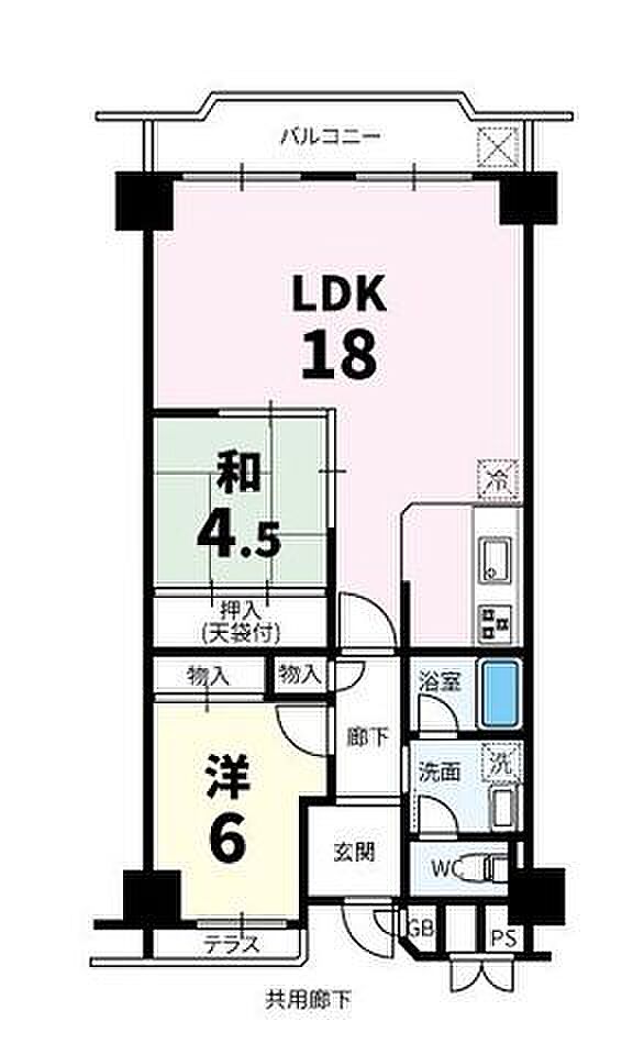 大阪トヨタハイツ靭(2LDK) 4階の内観