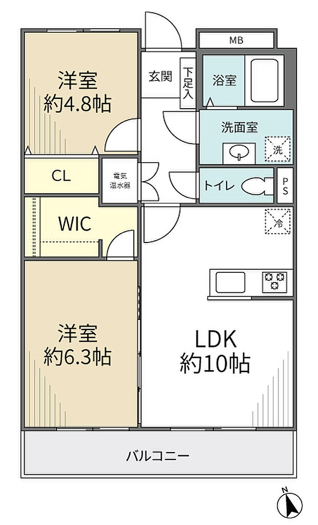 シティフラッツ上大岡(2LDK) 3階/302号室の間取り図